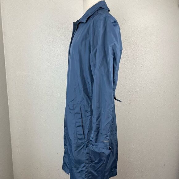 Eddie Bauer Navy Blue Trench Coat Size L EUC - Picture 3 of 9